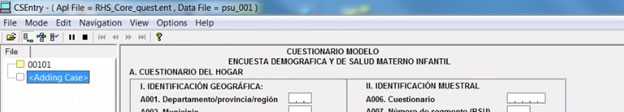 Ventana de navegación de cuestionarios guardados